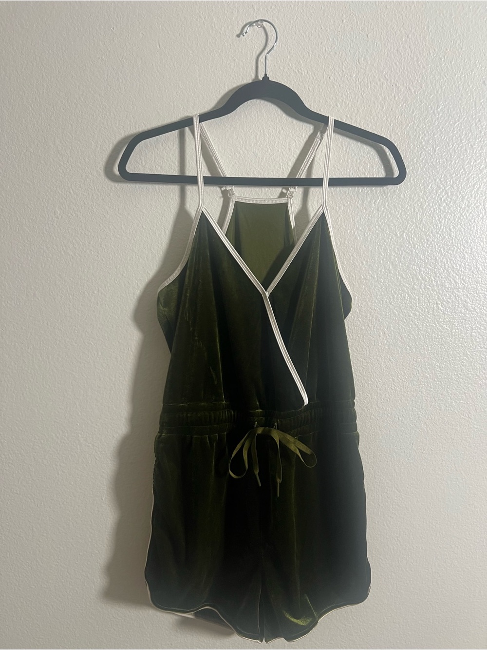 BuffBunny Collection Disco Romper Medium Olive Green Velvet Athletic Jumpsuit